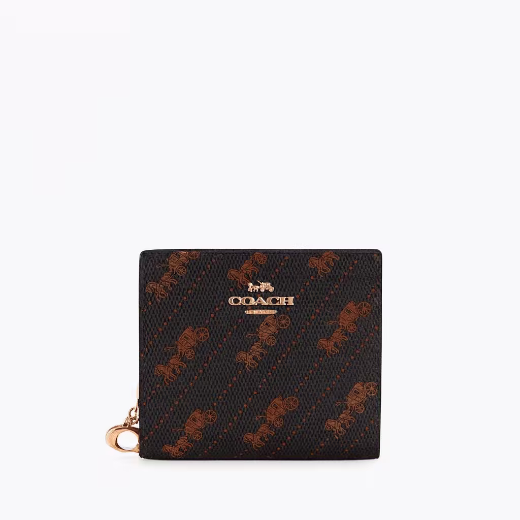 Кошелек Snap Wallet With Horse And Carriage Dot Print - Brown